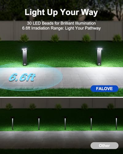 6 Pack Cool White Solar Powered Pathway Lights Outdoor Waterproof (6 Count)