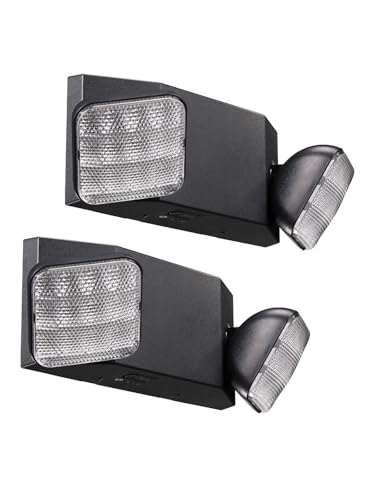 2 Pack LED Emergency Lights with Battery Backup UL Listed Black (2 Count)