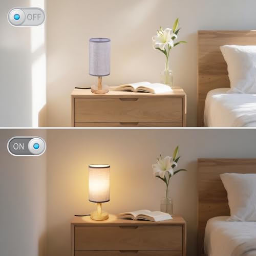 Gray Small Bedside Table Lamp for Bedroom