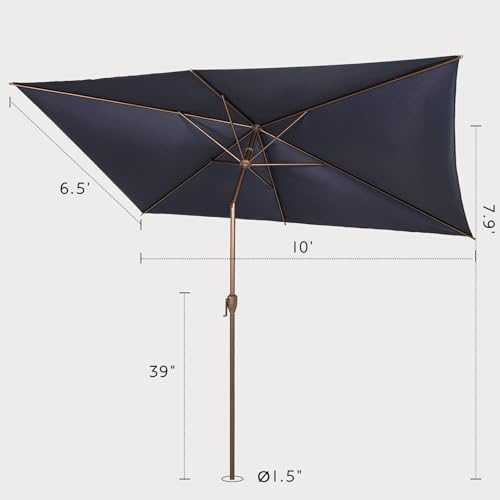6.5FT Outdoor Patio Umbrella Outdoor Table Umbrella with Crank Market Umbrella 6 Sturdy Ribs UV Protection Waterproof and Push Button Tilt for Garden Deck Backyard Pool