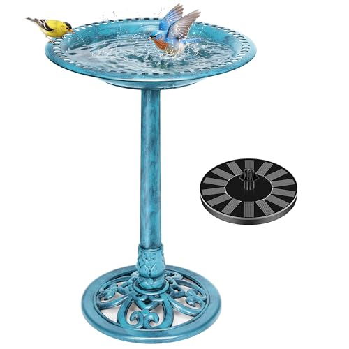 Bird Bath with Solar Fountain for Outside
