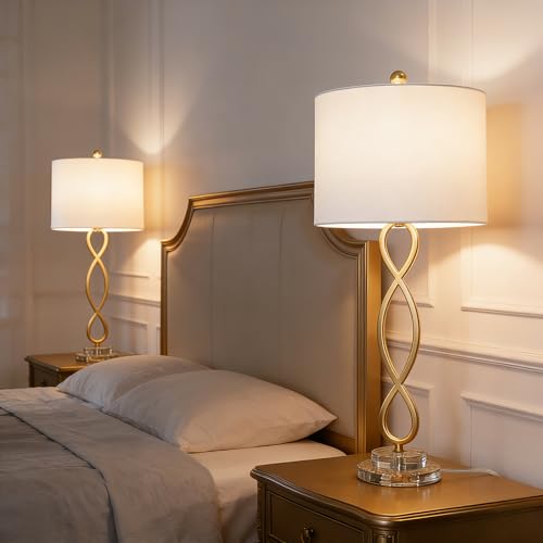 30" Brass Gold Table Lamps Set of 2 for Living Room (2 Count)