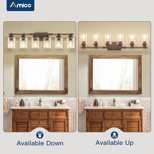 6 Light Farmhouse Bathroom Vanity Light