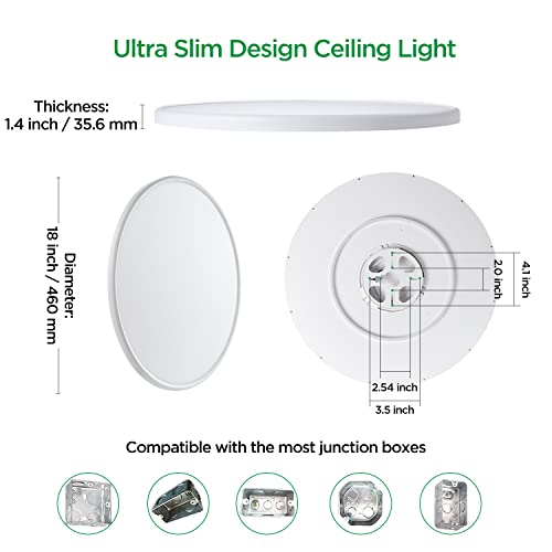 18 Inch Dimmable Flush Mount Ceiling Light