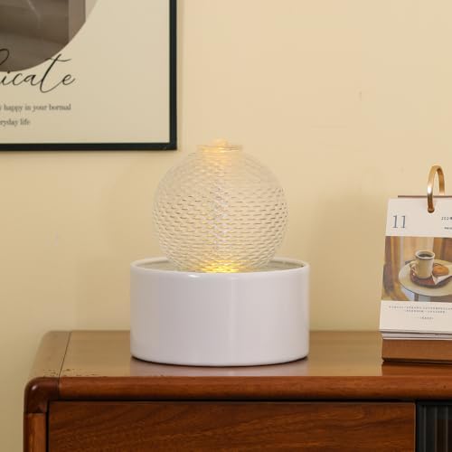 Indoor Water Feature Tabletop Ceramic Fountain Home Kitchen Office Decoration Modern Design Style