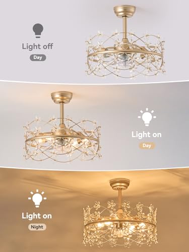 20" Gold Fandelier Ceiling Fans with Lights (Flower Fandelier)