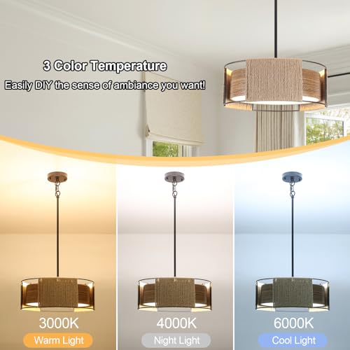 15.74'' Rattan Chandelier Dual