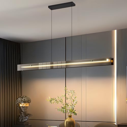 Glass Modern Black Linear Pendant Light