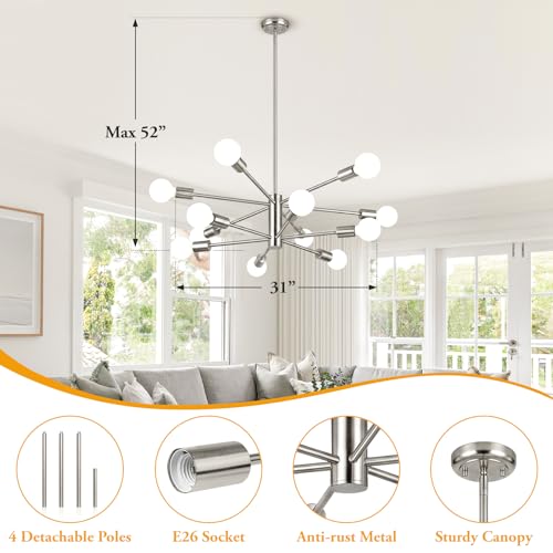 12 Light Modern Chandelier for Dining Room