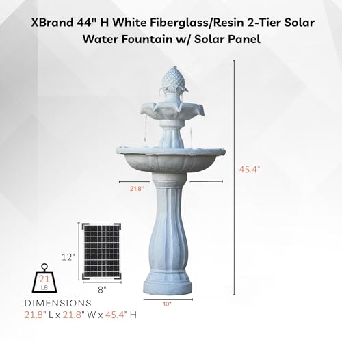 44" 2 Tier Solar Outdoor Water Fountain