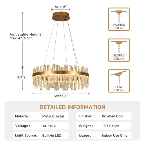 Modern Gold Crystal Led Chandelier
