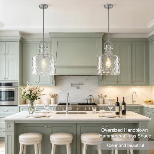 15" Oversized Large Hammered Glass Pendant Lights Kitchen Island Lighting