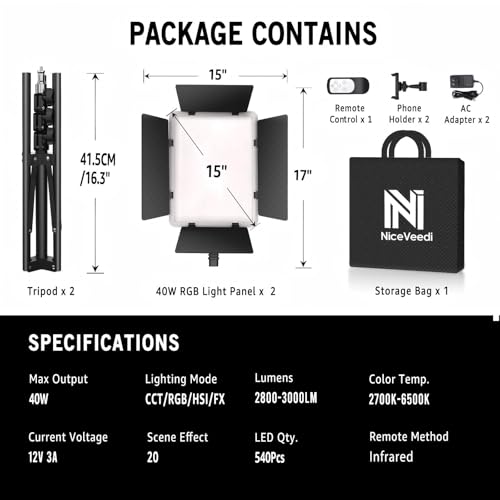 2 Pack RGB Photography Lighting with 20 Effects (2 Count)