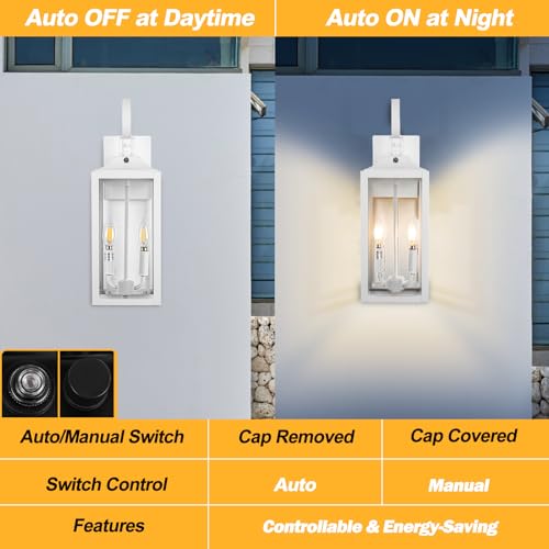 19" White Dusk to Dawn Outdoor Wall Lantern 2