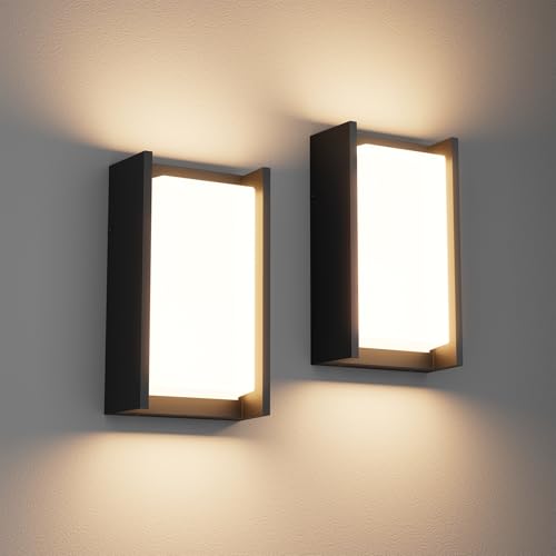 2 Pack Modern Outdoor Wall Light 24W 3000K Exterior Porch Light IP65 Waterproof Aluminum Exterior Lighting for Patio (2 Count)