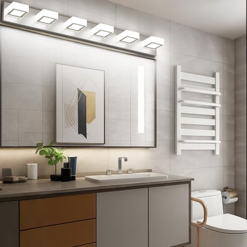 Brushed Nickel Bathroom Vanity Light Metal Acrylic Modern LED Bathroom Lighting Over Mirror