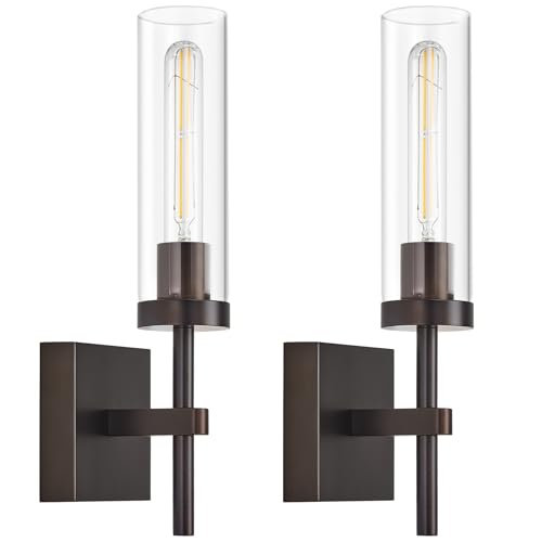 Oil Rubbed Bronze Battery Operated Wall Sconces with Remote Control (2 Count)