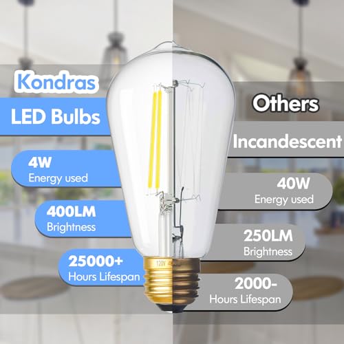 Dimmable ST58 Antique Clear Vintage Edison LED Light Bulbs (4 Count)