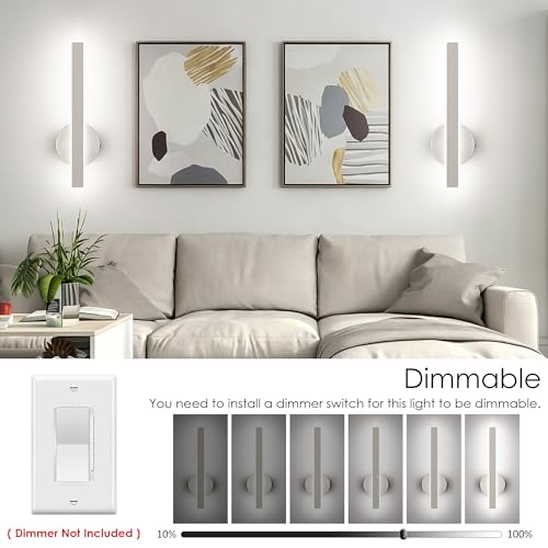 Brushed Nickel Wall Sconce Hardwired Modern LED 18W Wall Sconce Set of Two (2 Count)