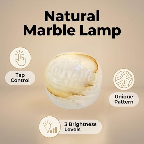 Natural Marble Lamp Cordless Touch Control Night Light 3