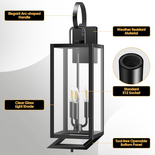 25'' Large Outdoor Wall Sconce with Closed Bottom