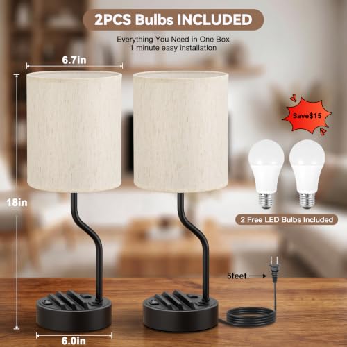 Bedside Lamps for Bedroom Set of 2 (2 Count)