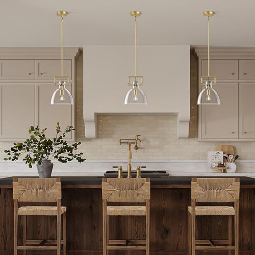 10 Inch Knurled Large Brass Blown Glass Modern Kitchen Island Pendant Light Fixtures