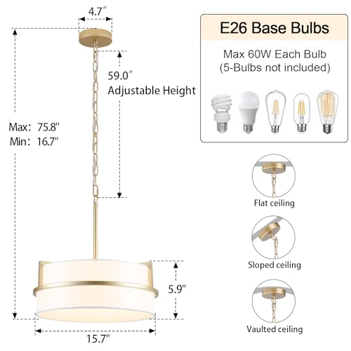 15.7" Gold Drum Chandelier 3