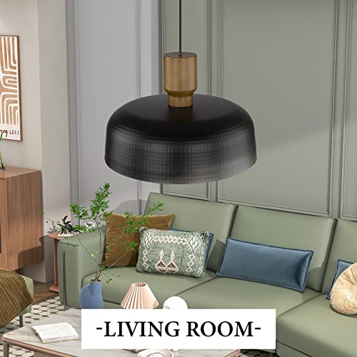 Large Industrial Pendant Light Fixtures with Hammered Metal Shade (2 Count)