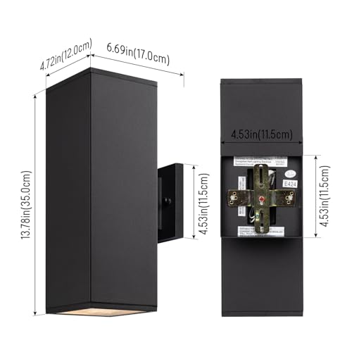 14" Modern Outdoor Porch Light in 2 Lights