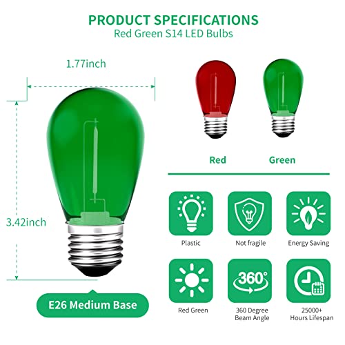 S14 Colored LED String Light Bulbs (24 Count)