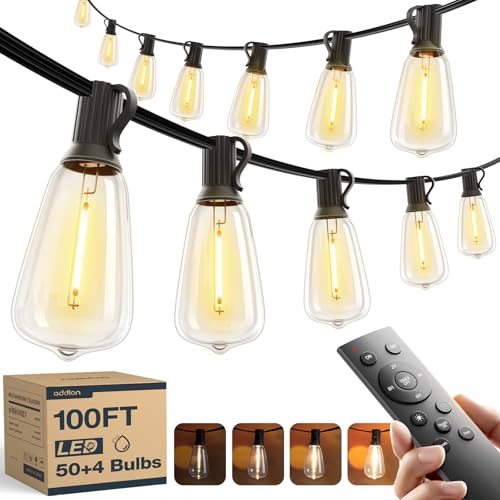 100FT(50FT*2) Outdoor String Lights ST38 LED with Remote Waterproof (100 Foot)