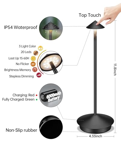Portable Led Cordless Lamp Table Light 2 Pack (2 Count)