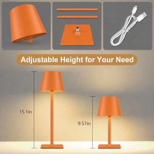 Orange Cordless Table Lamp Set of 2 (2 Count)