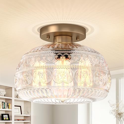 9" Clear Glass Flush Mount Ceiling Light Fixture