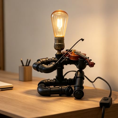 Industrial Pipe Violinist Table Lamp