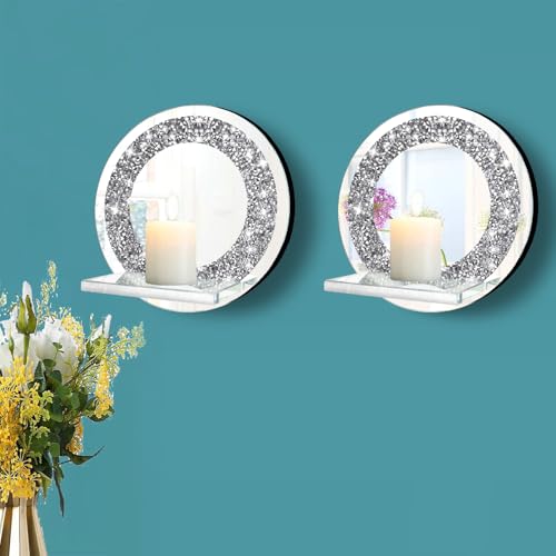 Set of 2 Crystal Crush Diamond Candle Sconces (2 Count)