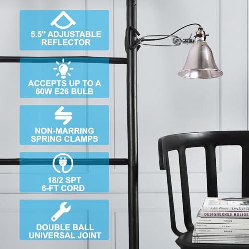 Clamp Lamp Light Socket with 5.5 Inch Aluminum Reflector (2 Count)