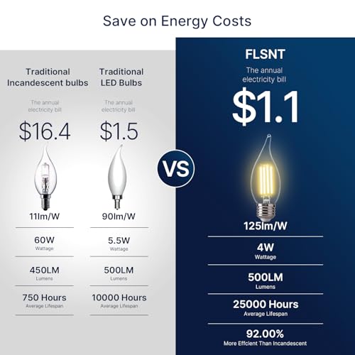 3000K Warm White LED Chandelier Edison Bulbs (12 Count)