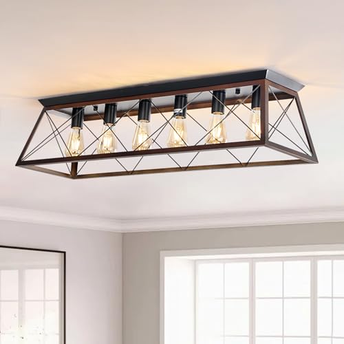 38" Large Brushed Bronze Flush Mount Ceiling Light for Kitchen