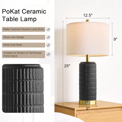 Ceramic Table Lamps Set of 2 for Living Room (2 Count)