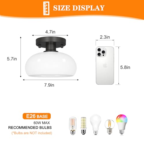 Elegant Black Semi Flush Mount Ceiling Light