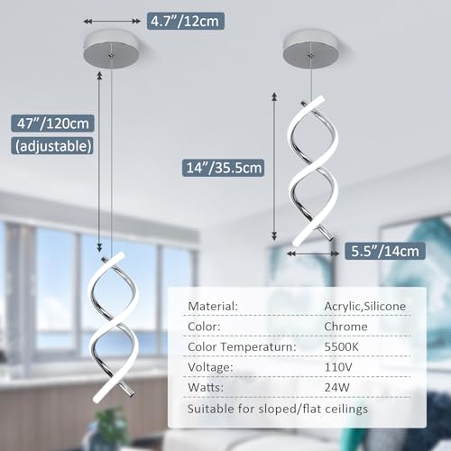 Spiral Led Pendant Light Fixture