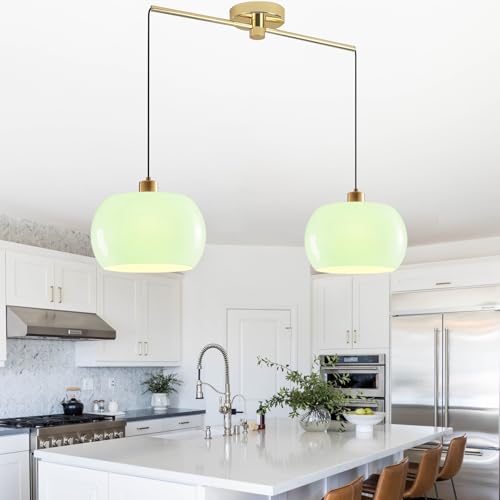 Hanging Pendant Mid Century Modern Mint Green Glass Island Light