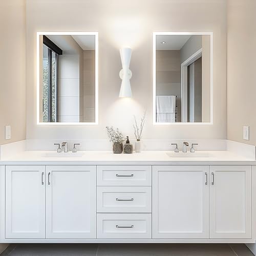 Modern Indoor Wall Sconces Set of 2 Up and Down White Wall Sconces Mid Century Indoor Wall Light Fixture Hardwired Wall Mounted Lamp for Living Room Bathroom Bedroom Hallway 15 Inch (2 Count)