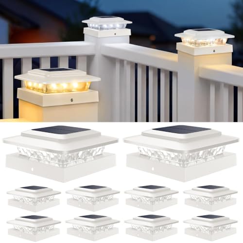 Solar Post Cap Lights Outdoor 10 Pack