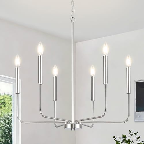 Modern Brushed Nickel Chandelier for Dining Room