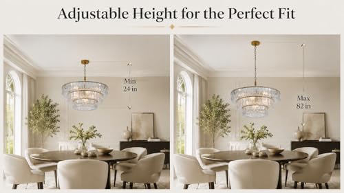 26 Inch Modern Round Clear Crystal Glass Chandelier