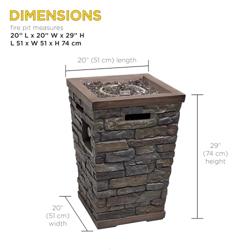 GXT966 Stone Look Column Gas Fire Pit with 32K BTU and Adjustable Flame