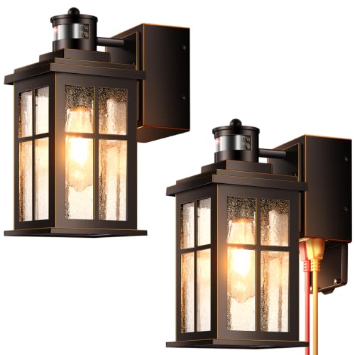 Motion Sensor Exterior Lighting Fixtures Wall Mount with Outlet (2 Count)